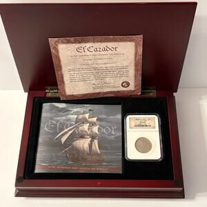 1783 Mexican 2 Reales Silver Shipwreck Coin El Cazador NGC Certified Display Box
